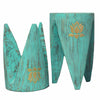 Pair of Interlocking Tables/Stools in Turquoise/Whitewash/Natural Tone