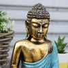 Hand-Painted Large Style Buddha Statue22 x 14cm - Antique Gold w Teal or Red