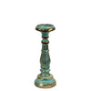 Vintage Style Wooden Candle Stick Holders in White Gold or Turquoise Gold