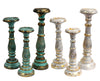 Vintage Style Wooden Candle Stick Holders in White Gold or Turquoise Gold