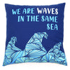 Set of 3 x We Are Waves In The Same Sea Cushions Covers - Grey/Blue/Natural