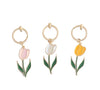 Tulip Shape Keyring with Positive Message in Pink, Yellow or White