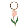 Tulip Shape Keyring with Positive Message in Pink, Yellow or White