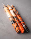 Black & Fiery Orange Marble Swirl Taper Candle