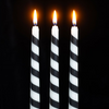Set of 3 Black & White Candy Cane Taper Candles
