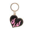 Black & Pink Burning Heart Enamel Keyring