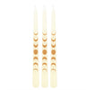 Set of 3 Off White Moon Phases Taper Dinner Candles