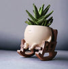 Cute Resin Smiling Face Planter Pot on Rocking Chair
