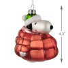 Peanuts Snoopy In Red Puffer Jacket Large Glass Hanging Ornament