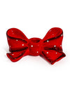 Ruby Red Ribbon Bow Ceramic Taper Candle Holder