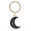 Crescent Moon Phase Gold Enamel Keyring in Black or Cream