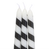 Set of 3 Black & White Candy Cane Taper Candles