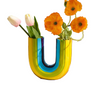 Colourful Rainbow Shape Ceramic Double Flower Vase