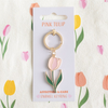 Tulip Shape Keyring with Positive Message in Pink, Yellow or White