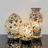 Mosaic Blue & Pink Tile Glass Vase Lamp
