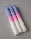 Soft Purple Pink White Dip Dye Handmade Taper Candles