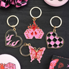 Black & Pink Burning Heart Enamel Keyring