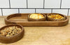 Set Of 3 Bowls On Rounded Acacia Wood Serving Tray