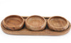 Set Of 3 Bowls On Rounded Acacia Wood Serving Tray