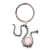 Silver Snake Keyring with Rose Quartz Crystal