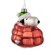 Peanuts Snoopy In Red Puffer Jacket Large Glass Hanging Ornament