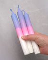 Soft Purple Pink White Dip Dye Handmade Taper Candles