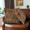 Leopard Print Velvet Throw Cushions With Buttons