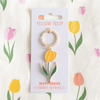 Tulip Shape Keyring with Positive Message in Pink, Yellow or White