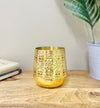 Moroccan Style Hammered Gold Metal Candle Holder Pot in 2 Sizes