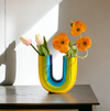 Colourful Rainbow Shape Ceramic Double Flower Vase